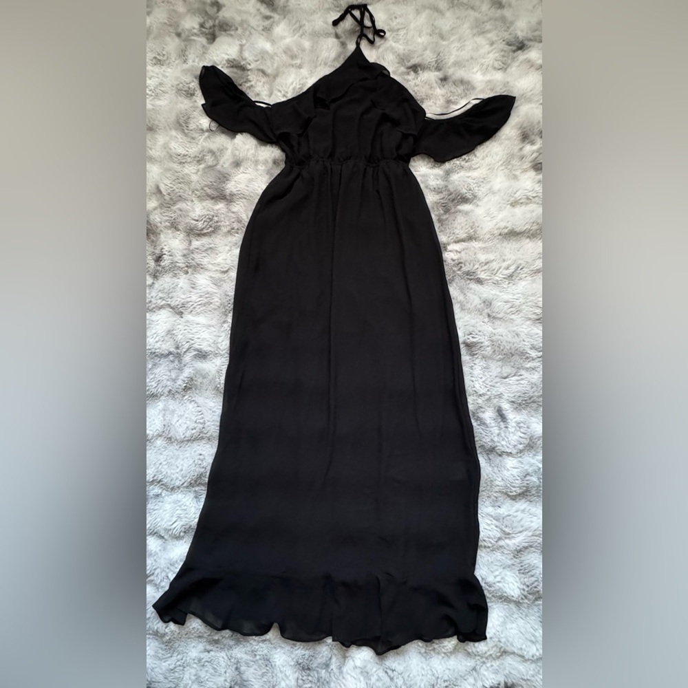 H&M Women Maxi black dress off shoulders Size 12 - Picture 6 of 9